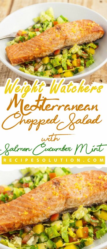 Mediterranean Chopped Salad with Salmon, Cucumber and Mint