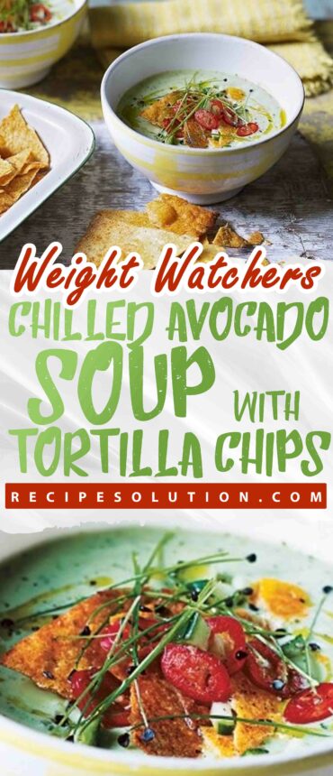 Chilled avocado soup with tortilla chips