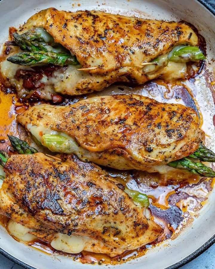 Asparagus stuffed chicken breast