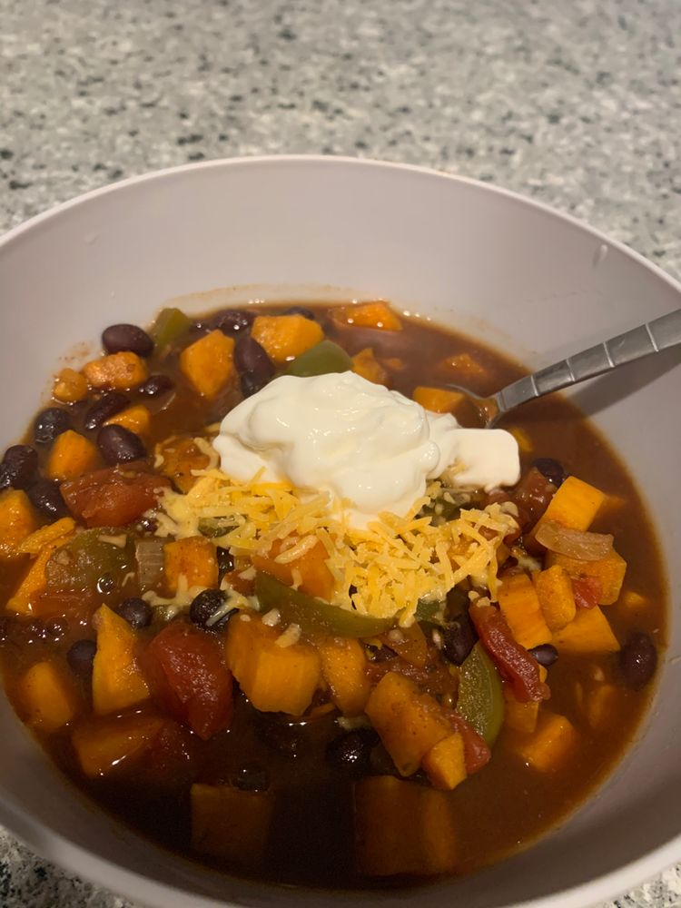 Healthy Sweet Potato and Black Bean Chili